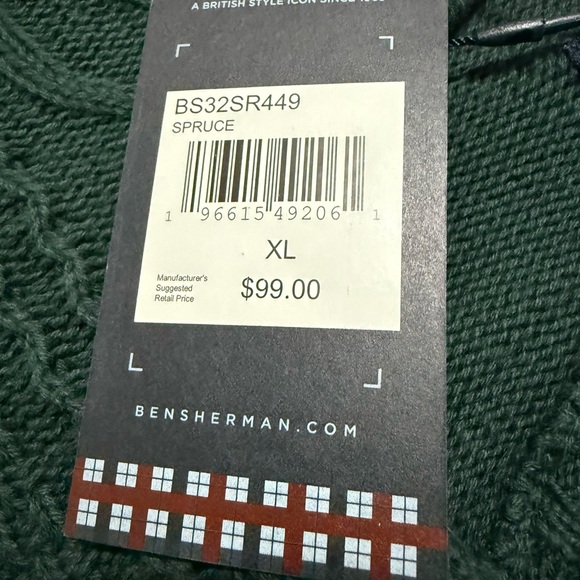 Ben Sherman Sweater Men XL Green/Spruce 100% Cotton Crew Neck Preppy Minimalist - Picture 4 of 10
